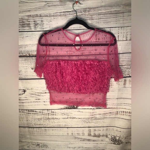 💓Pink Ruffled Crop Top size Large💓 - Picture 3 of 12